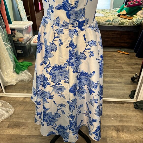NWT Mestiza New York Puff Puff Floral Blue and white Jacquard Dress - Size 14 - Picture 2 of 14